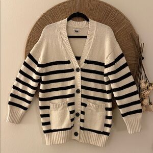 NWT American Eagle Outfitters Black and Cream Striped Cardigan.